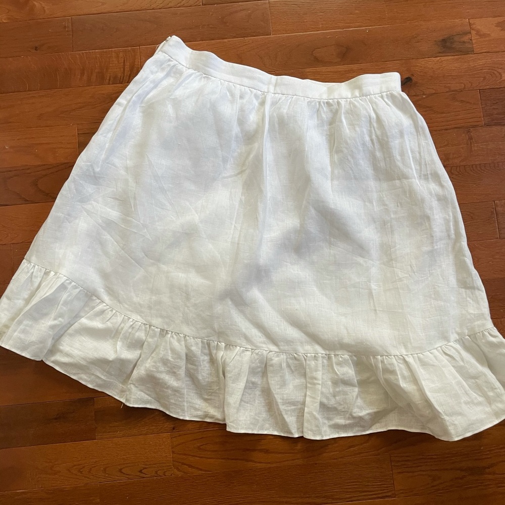 J crew linen skirt fully lined cute ruffle trim
